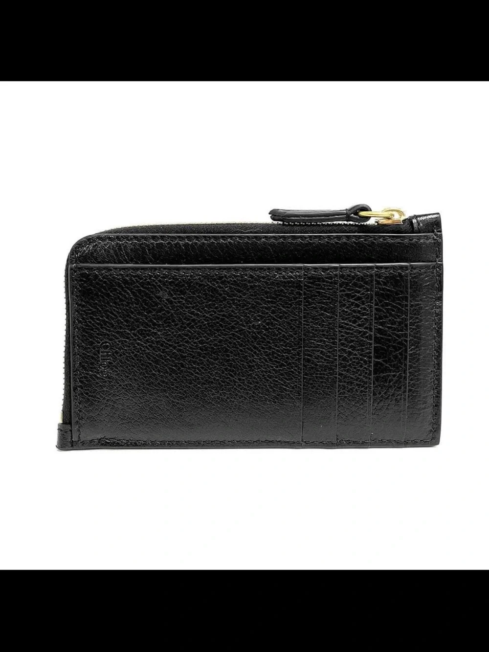 Chloe Black Leather Paddington Coin & Card Case with Gold Padlock